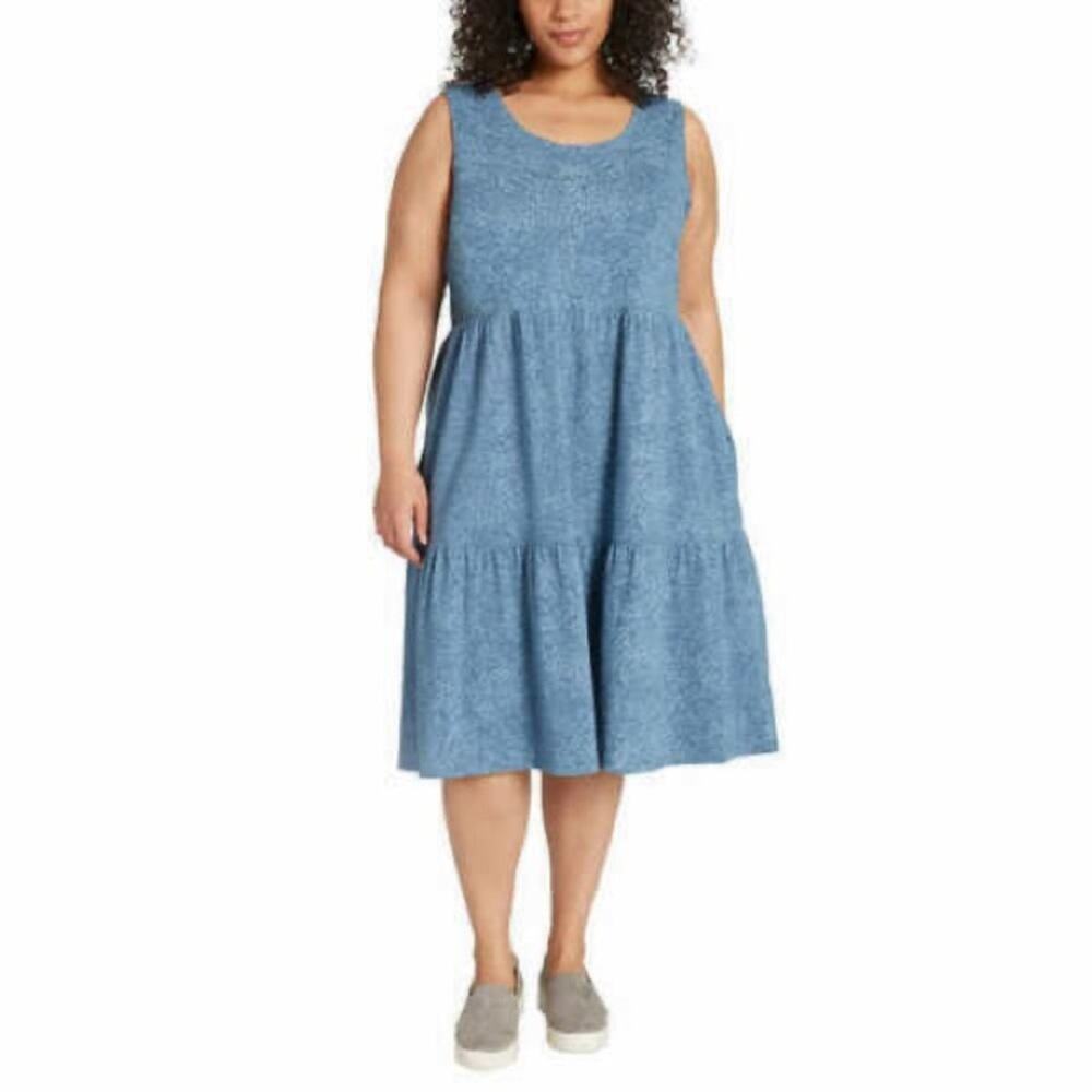 Frye Faded Bandana Blue Patterned Tiered Tank Dress W Pockets Size Small